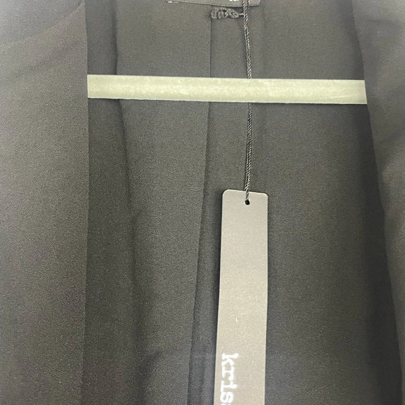 NWT Krisa black open front sleeveless lapel longline vest jacket work blazer XS - Picture 3 of 8